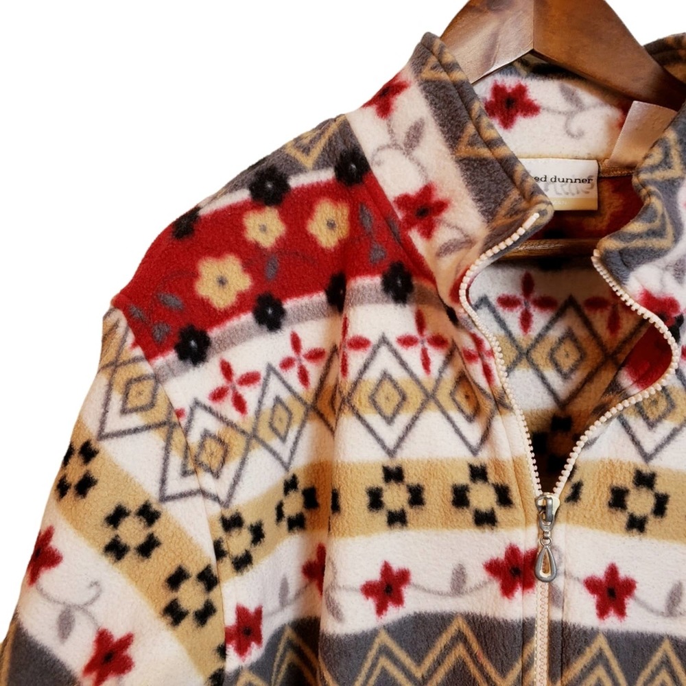 Alfred Dunner Womens Full Zip Floral Azteca Printed Fleece Jacket Sz XXL Used - Picture 13 of 13
